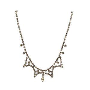 Silver Rhinestone Choker Necklace With Elegant Dangling Teardrop Pendant 15 in